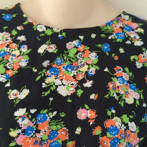 Boden Crew Neck Fit-and-Flare Dress Black, Wild Cluster - Picture 6 of 16